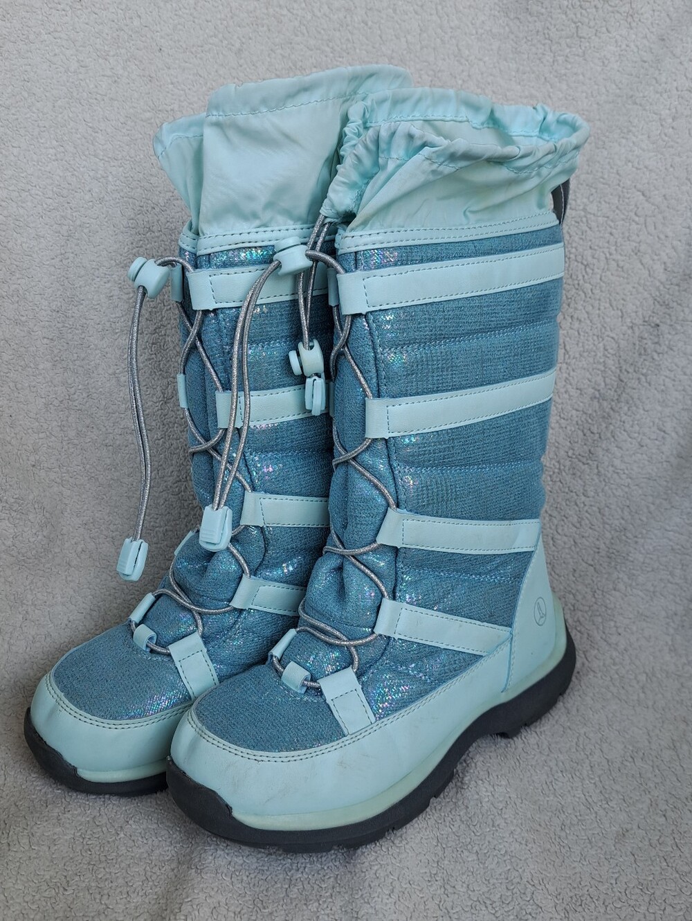 Lands' End Kids Light Blue Shimmer Snow Boots